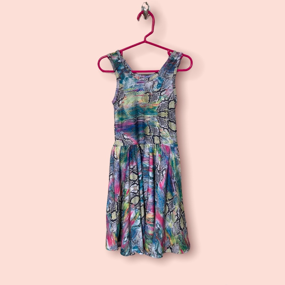 Snake skin print girls dress - size 3/4